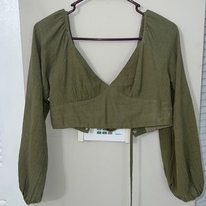 Princess Polly Green Crop Blouse